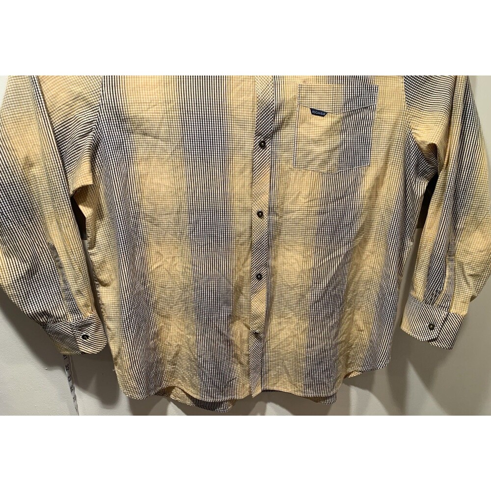 3XL Rocawear Classic Yellow/White/Brown Fade Checks Button Down Long Sleeve - Picture 12 of 16